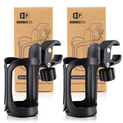 Pack of 2 Stroller Drink Holders, Universal Cup Holder for Bikes, Trolleys or Walkers