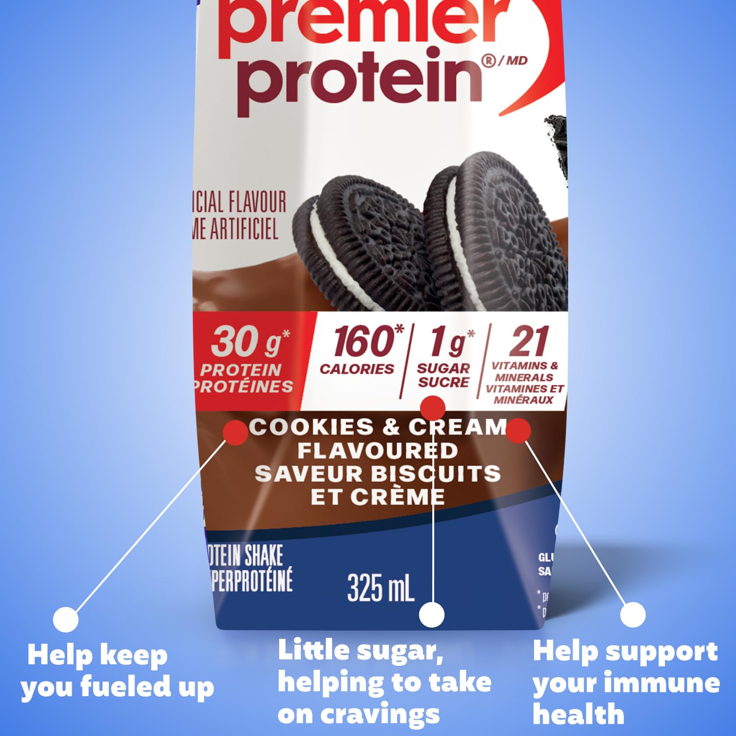 Premier Protein Shake, Cookies & Cream, 30g Protein, 1g Sugar, 11 fl oz Pack of 10