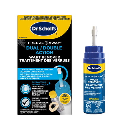 Dr. Scholl’s Dual Action FreezeAway Wart Remover, 12 Treatments. For Common and Plantar Warts, 33 Count (Pack of 1) Dr. Scholl's
