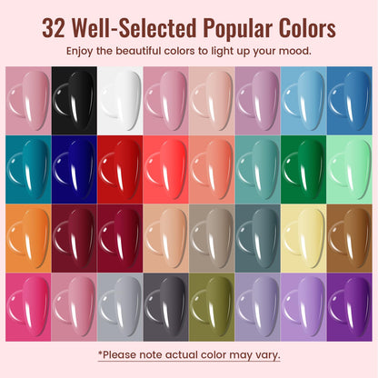 36 PCS Gel Nail Polish Kit with U V Light include 32 Colors Gel Polish Nail Soak Off Base No Wipe Top and Matte Top Coat Nail Polish Set Manicure Tools Lamp Gifts for Women - Available at All In One Marketplace Canada