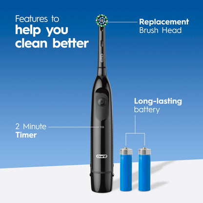 Oral B Pro Clean Battery Toothbrush, Deep Clean - Black, 1 Toothbrush, 1 Brush Head, Built-in Timer and batteries included Oral-B