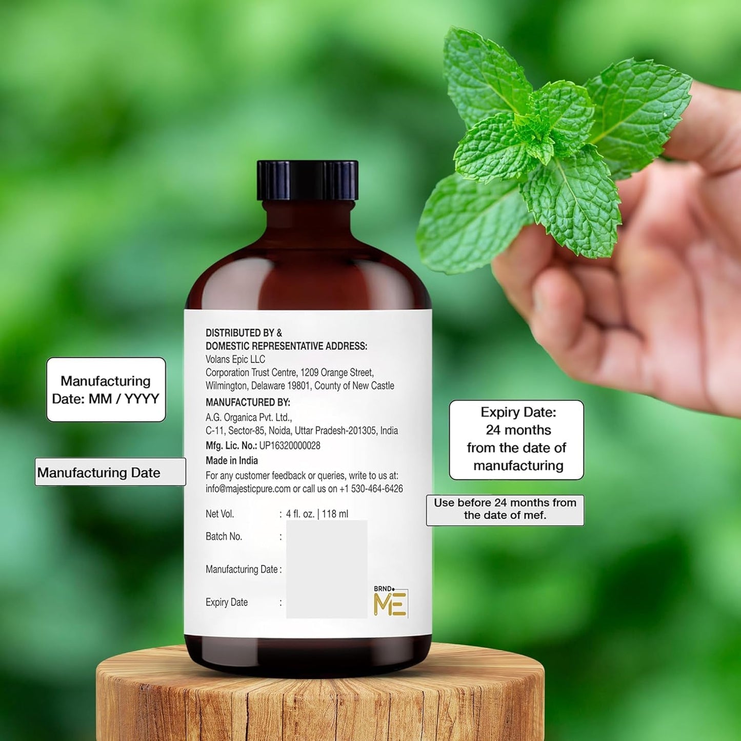 Majestic Pure Peppermint Essential Oil - Huge 118 ml - 100% Pure and Natural Oil for Soap Making Scent- Premium Grade with Glass Dropper