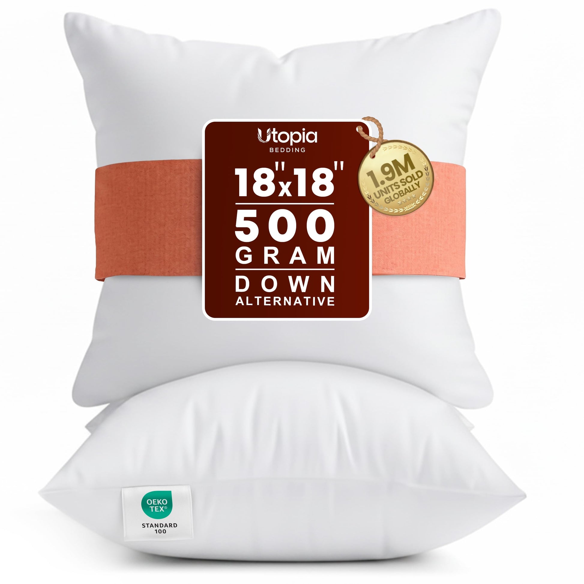 Utopia Bedding Throw Pillows Insert (Pack of 2, White) - 18 x 18 Inches Bed and Couch Pillows - Indoor Decorative Pillow