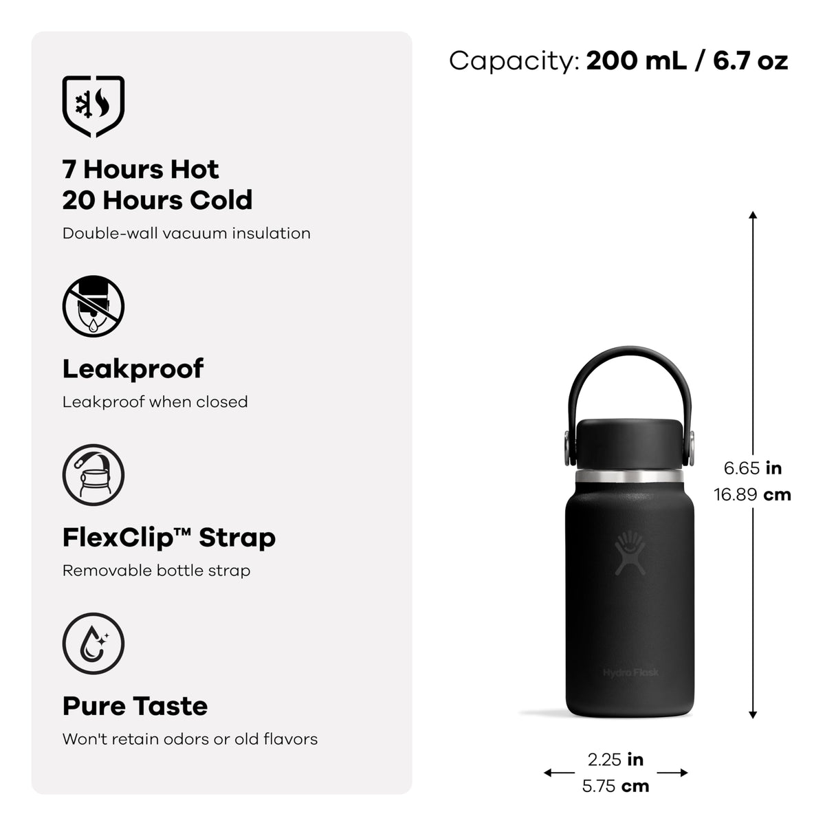 Hydro Flask Micro Bottle - Insulated Mini Leak Proof Flask for Purse or Pocket in 6.7 Oz Mermaid Green