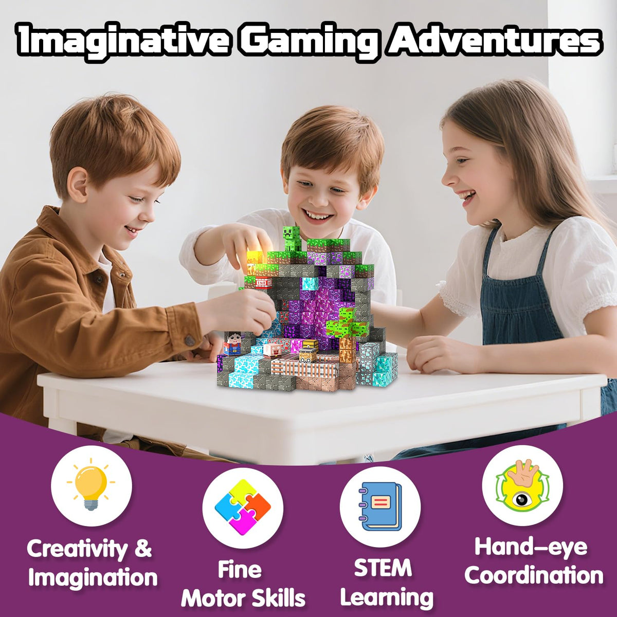 SSAWER Magnetic Blocks, 150PCS Light Up Building Cube Toys Gifts for Kids 🍁 All In One Marketplace Canada