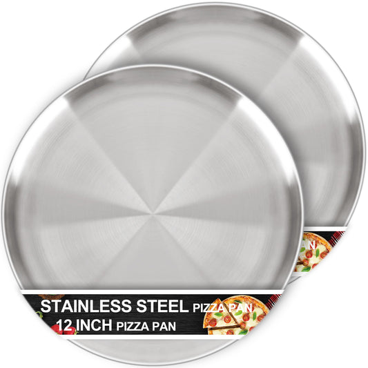 12 Inch Pizza Pan for Oven Set of 2, Non-Stick Stainless Steel Pizza Pan 🍁 All In One Marketplace Canada