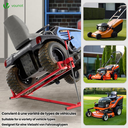 VOUNOT Ride on Lawn Mower Lift Jack, Telescopic Maintenance Jack for Lawn mowers and Garden Tractors, Weight Capacity 880 Lbs, Red VOUNOT