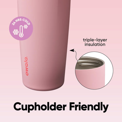 Owala FreeSip Sway Insulated Stainless Steel Water Bottle with Two-Way Spout, Built-In Straw and Bucket Handle, Made for Travel, School, and Sports, 30oz, BPA Free, Leak Proof, Angel Food Cake
