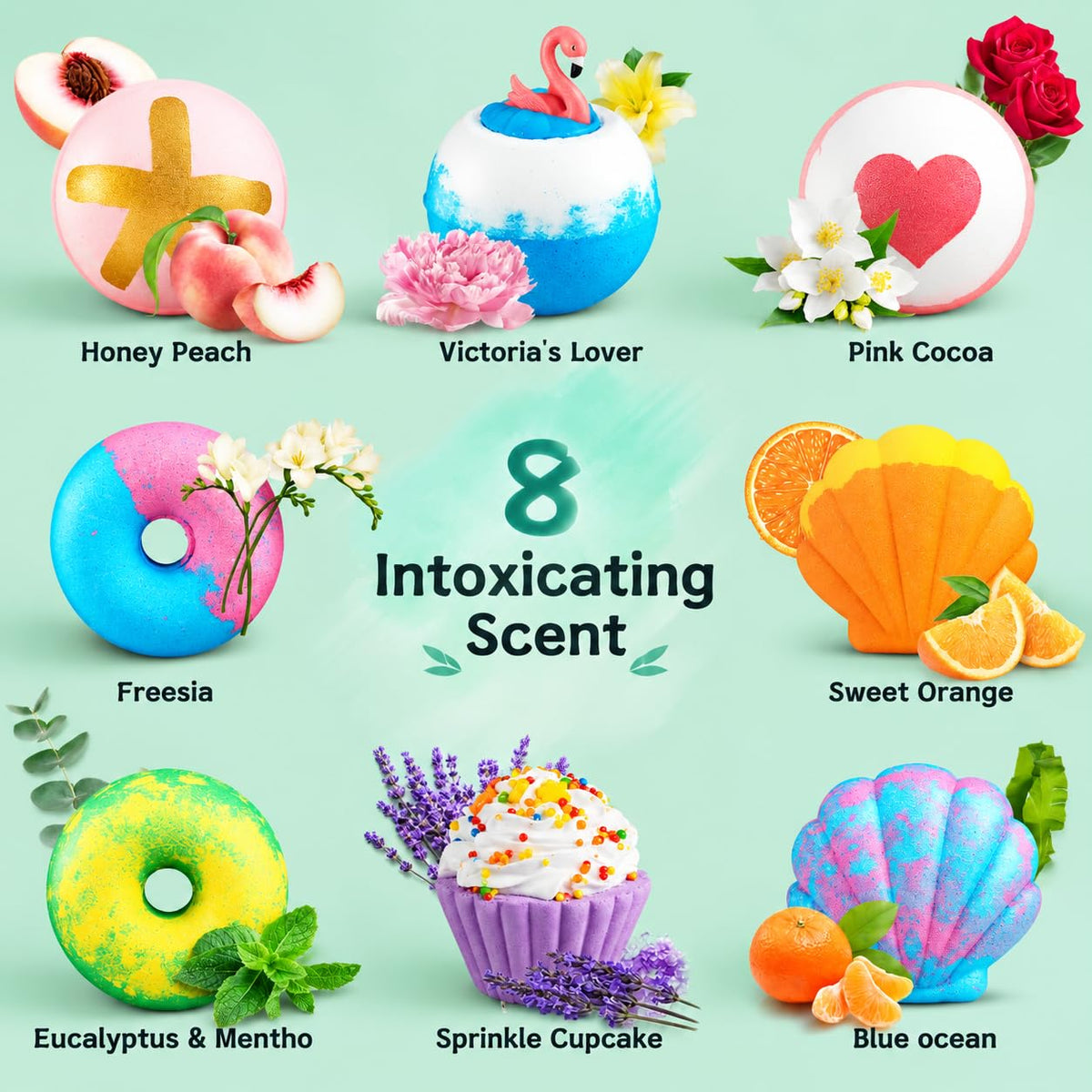 Bath Bombs - 8pcs Natural Bath Bombs for Women & Kids, Bubble Bath Spa Relaxation Gifts, Valentines day Birthday Stocking Stuffers Christmas for Women, Girlfriend, Her 🍁 All In One Marketplace Canada