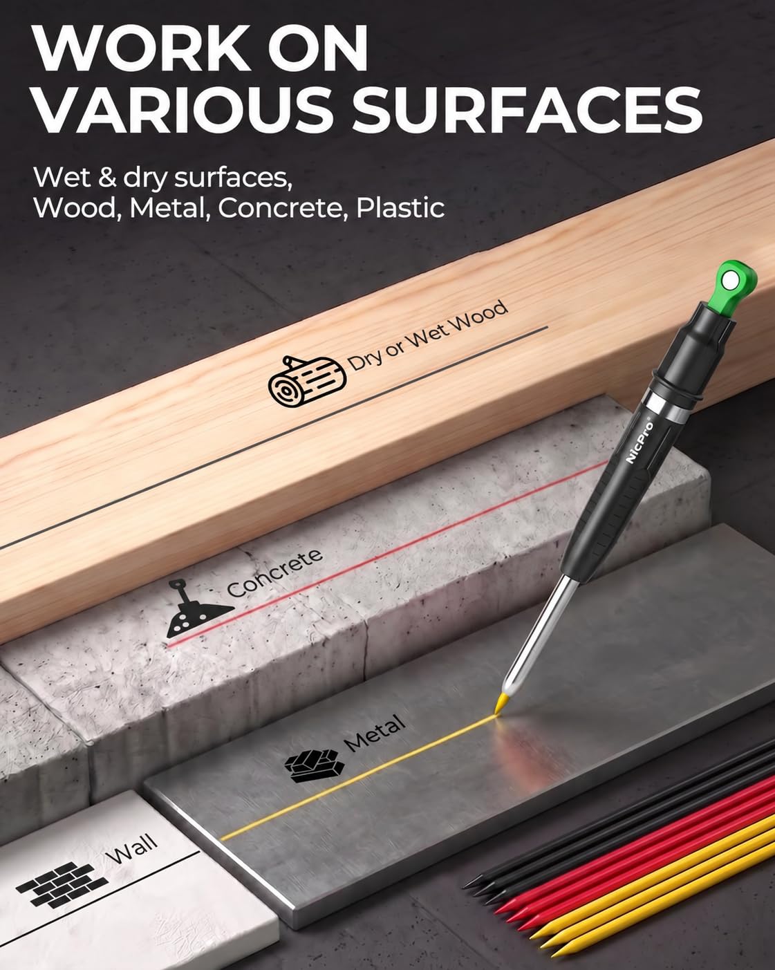 Nicpro CP5000 Carpenter Pencils Magnetic Armored for Father's HoliDay Gifts 🍁 All In One Marketplace Canada