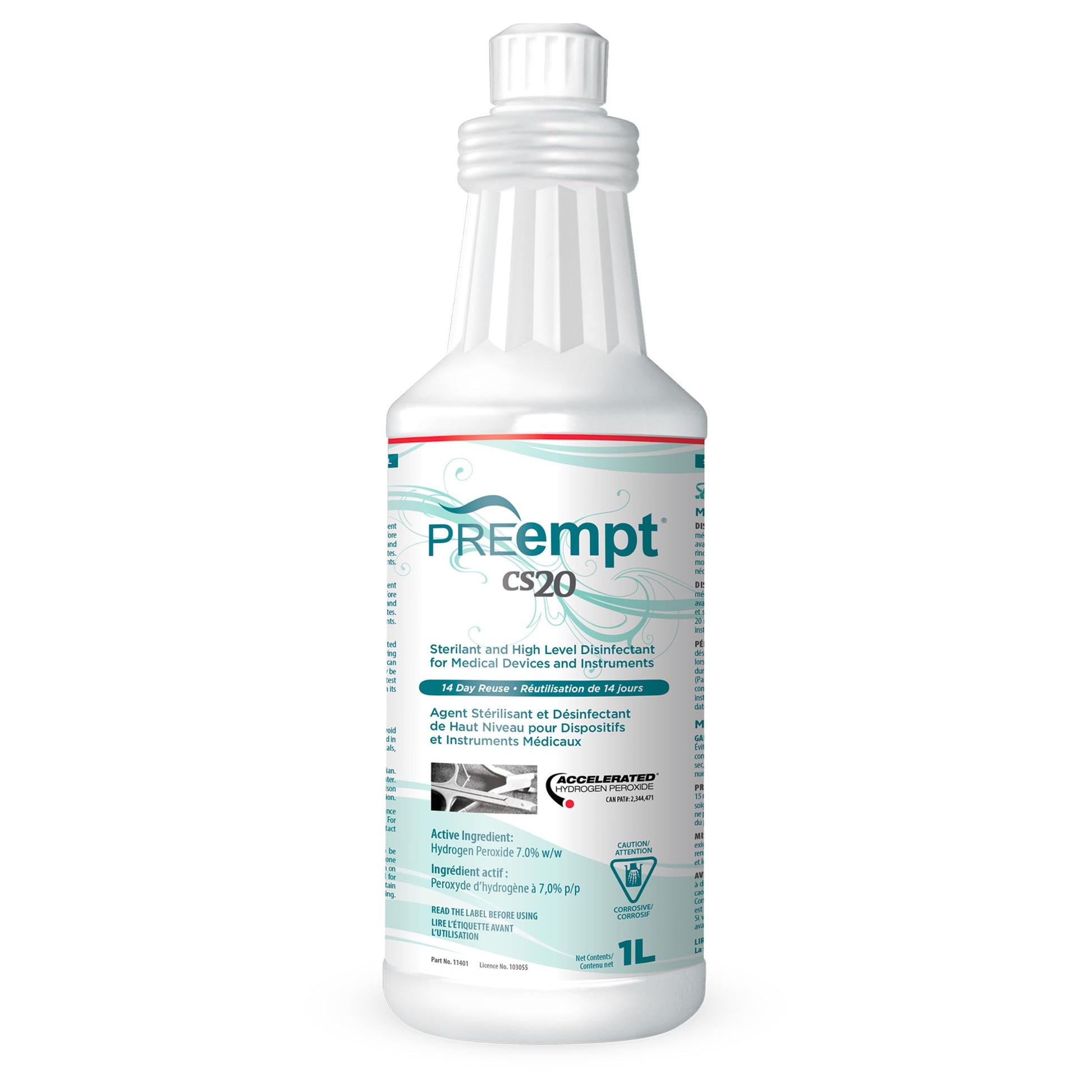 PREempt CS20 Sterilant and High-Level Disinfectant for Medical Devices and instruments, 1 Liter PREempt
