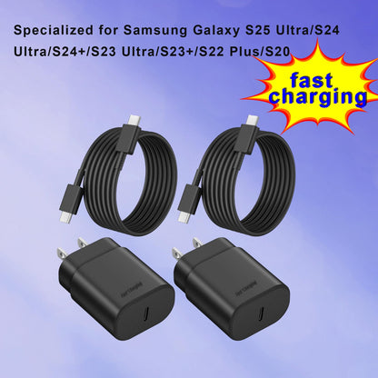 USB C Chargers，25W USB C Wall Charger Fast Charging，Fast Charger Type C for Samsung Galaxy S25 Ultra/S25/S25+/S24+/S24 Ultra/S24/S24+/S23 Ultra/S22 Ultra/S21【2 Pack】