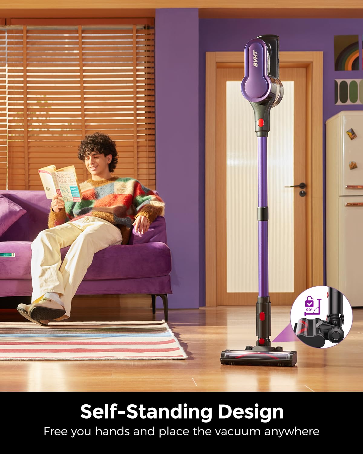 Cordless Vacuum Cleaner, 500W 45KPA 50Mins Stick Vacuum Cleaners for Home with LED Light, Self-Standing, Anti-Tangle Brush & 1.6L Dust Cup, Lightweight Vacuum for Pet Hair, Carpets, Hard Floors - Available at All In One Marketplace Canada