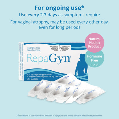 RepaGyn Vaginal Dryness Moisturizer - Helps Relieve Vaginal Dryness and Moisturizes Vaginal Tissue - Made with Hyaluronic Acid to Promote Healing of Vaginal Mucosa - Non-hormonal Natural Health Product - Available at All In One Marketplace Canada