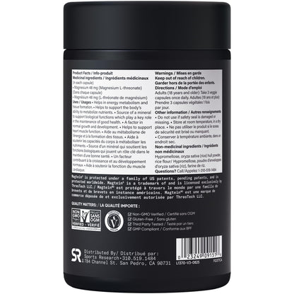 Sports Research® Magtein Magnesium L-Threonate Capsules - Magnesium Supplement for Memory, Focus & Cognition - 144mg Elemental Magnesium per Dose - Supports Sleep & Mood, 90 Capsules for Adults - Available at All In One Marketplace Canada