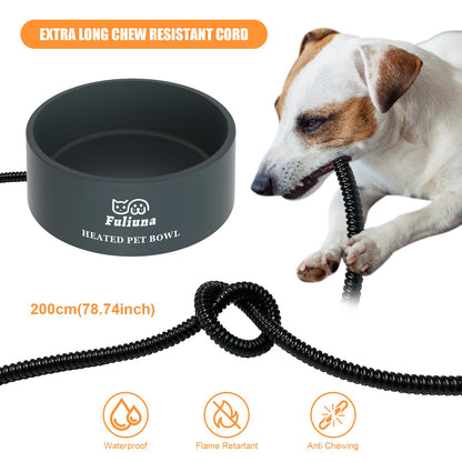 Fuliuna Heated Water Bowl, Outdoor Heated Dog Bowl with Chew Resistant Power Cord, Thermal Bowl Provide Drinkable Water in Winter, Heated Pet Bowl for Dog Cat Rabbit Chicken Duck Squirrel 0.85 Gallon 🍁 All In One Marketplace Canada