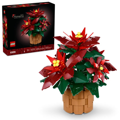 LEGO Icons Poinsettia Building Sets for Adults - Artificial Flowers for Decoration - Festive Holiday Flowers for Table Centerpiece - 10370 🍁 All In One Marketplace Canada