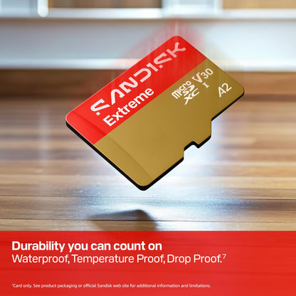 SANDISK 128GB Extreme microSD UHS-I Card - Up to 245MB/s Read Speed and 120MB/s Write Speed, 5.3K Video, 4K UHD Video, high-Performance for Action cams, Drones, Android Devices - SDSQXH9-128G-GZ6MA