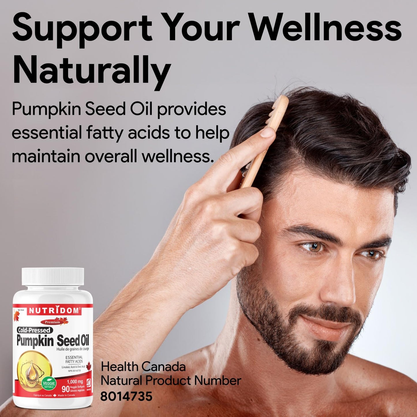 Nutridom Pumpkin Seed Oil Capsules 1000 mg, 90 Veggie Softgels, Cold-Pressed, Essential Fatty Acids, Linoleic & Oleic Acid, Vegan, Non-GMO, Gluten Free, Soy Free, Made in Canada - Available at All In One Marketplace Canada