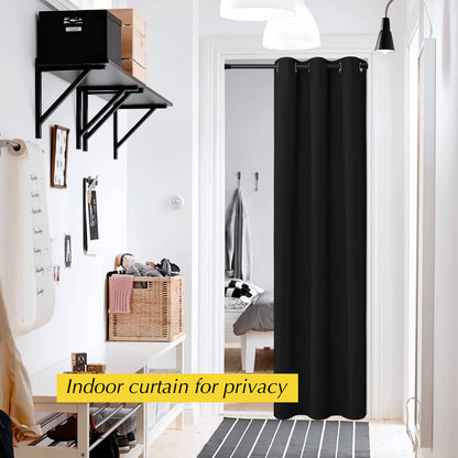 NICETOWN Rideau de porte noir 213 cm de longueur, panneau de séparation de pièce à œillets isolant thermique, rideau de placard, décoration de fenêtre temporaire pour Halloween pour chambre à coucher, 1 panneau, 107 cm de largeur