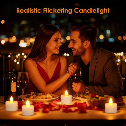 Ropelux 12 Rechargeable Tea Lights with Charging Base,Realistic Flickering Dimmable LED Candles with Remote Control Timer in Warm Yellow for Christmas,Weddings, Parties, Festivals (12 Pack) 🍁 All In One Marketplace Canada