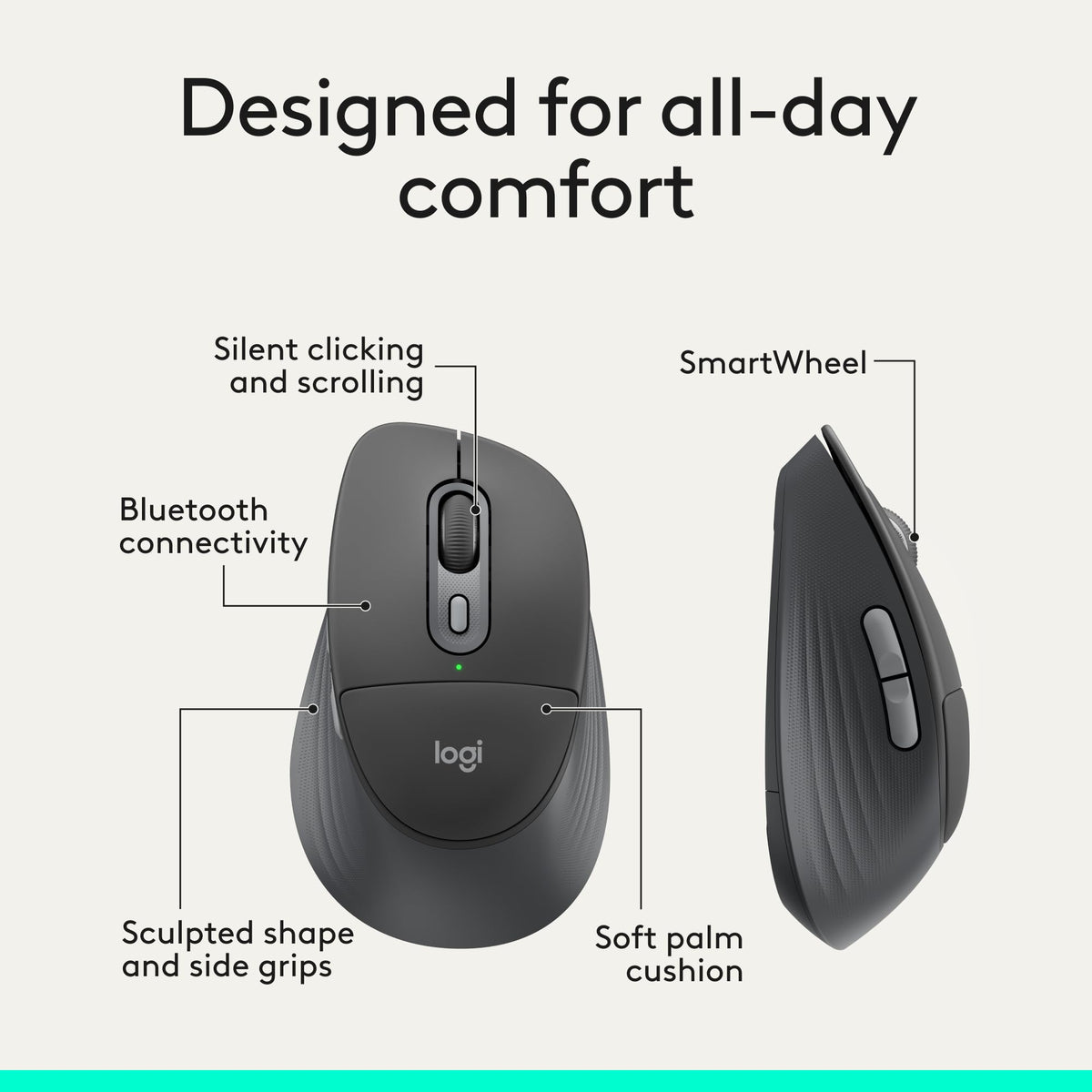 Logitech Signature Comfort Plus M850 L Wireless Mouse Bluetooth - Graphite