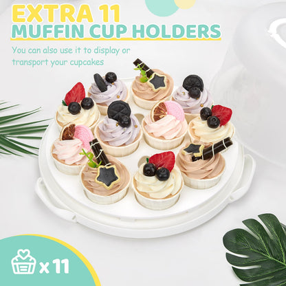 Ohuhu Cake Carrier with Handle, Portable Round Container, White, 10 in 🍁 All In One Marketplace Canada