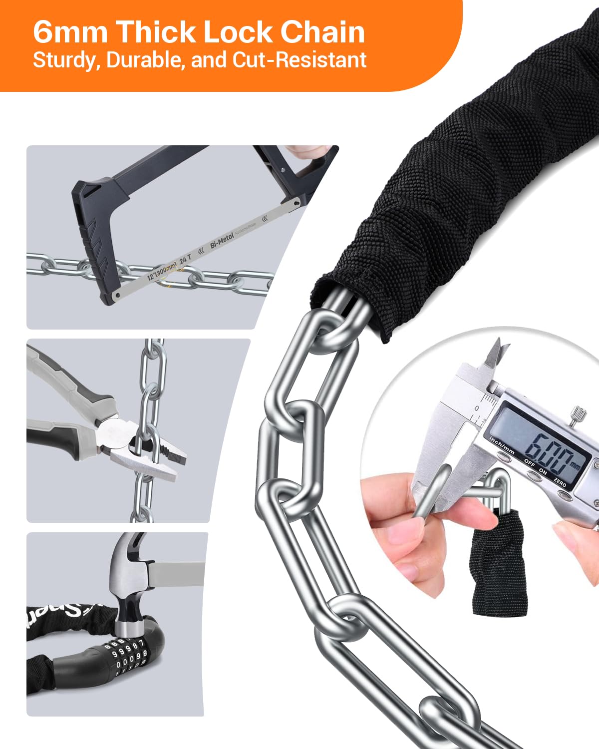 Bike Lock, 5-Digit Resettable Combination Bicycle Lock, Heavy Duty Anti-Theft Bike Chain Locks for Road Bike Mountain Bikes Cycling Locks