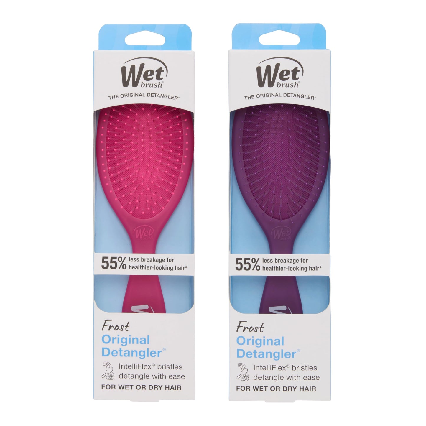 Wet Brush Original Detangler Hair Brush, Pink and Purple - 2 Piece Bundle Wet Brush