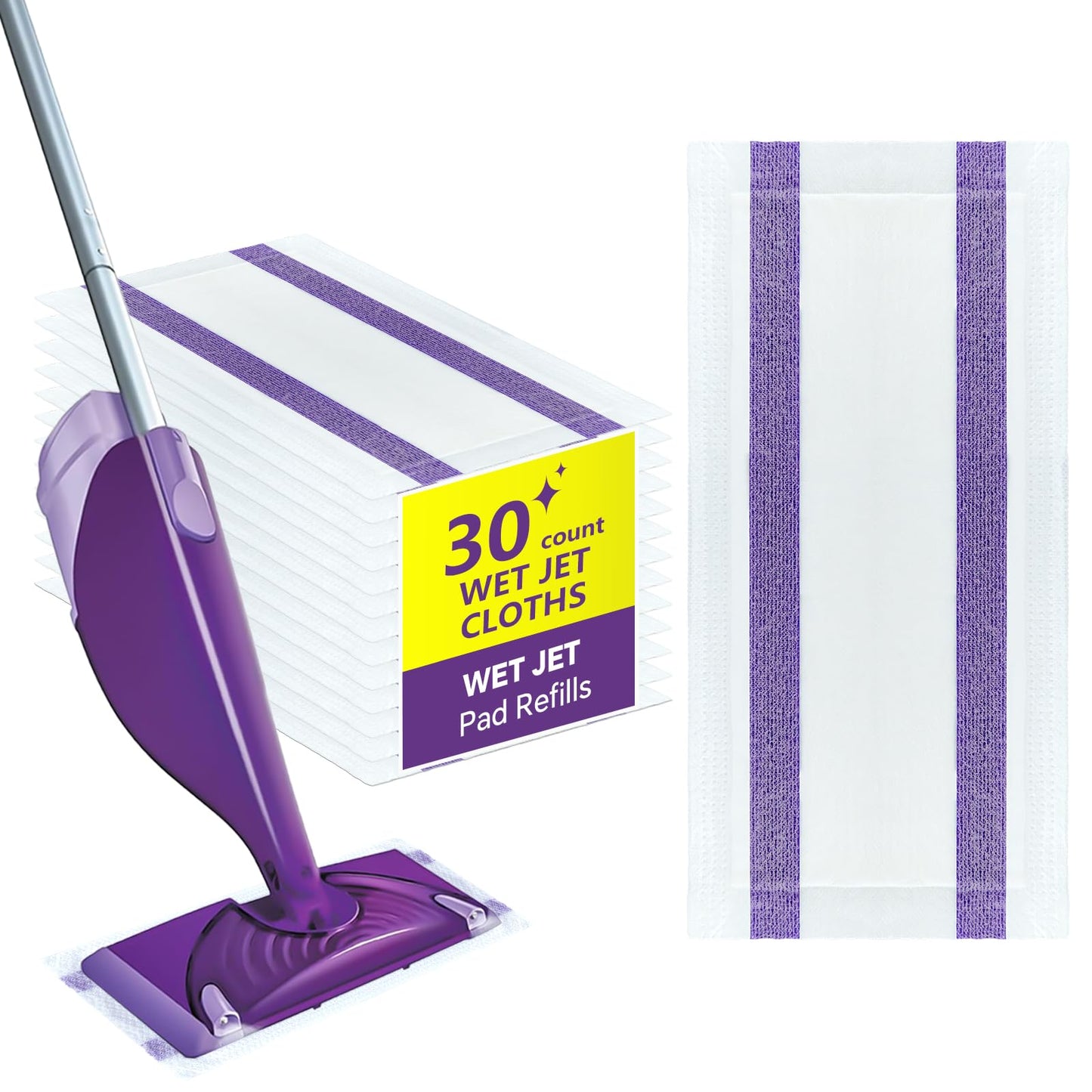 30 Count Disposable Wetjet Pad Refills for Swiffer Wetjet,Spray Wet Pads Refill, Heavy Duty Mop Pad Refills,All Purpose Multi Surface Floor Cleaning - Available at All In One Marketplace Canada