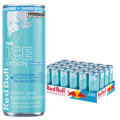 Red Bull Energy Drink, Iced Vanilla Berry, Sugarfree, 250ml (24 pack)