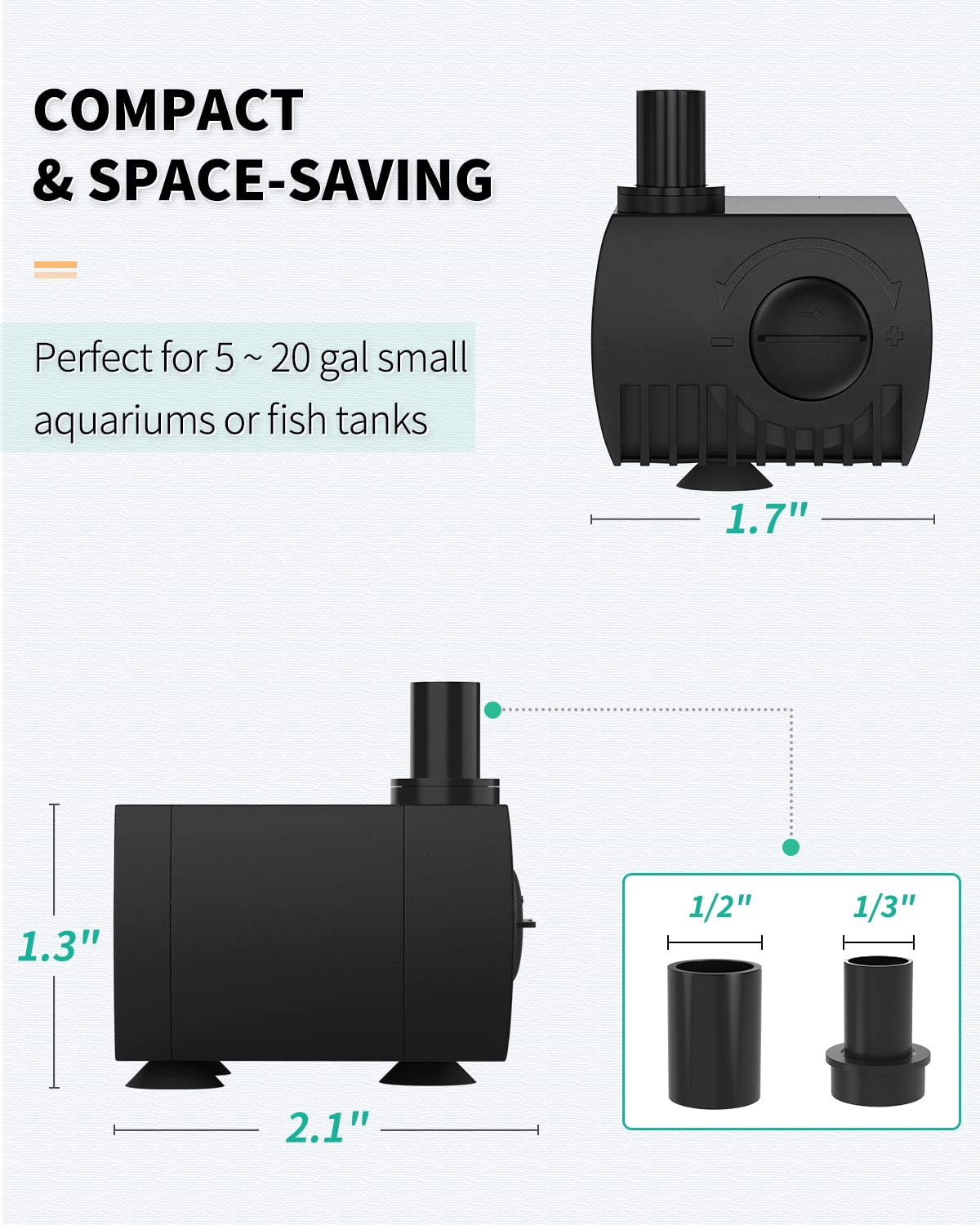 Pawfly Aquarium 80 GPH Submersible Water Pump 4 W Compact Quiet Pump with 2.6 ft. High Lift for Indoor Buckets Fish Tanks and Fountains up to 50 Gallons