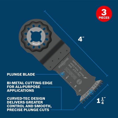 BOSCH OSL114JF Starlock Bi-Metal Xtra Clean Plunge Cut Blade, 1-1/4" Width (-P)