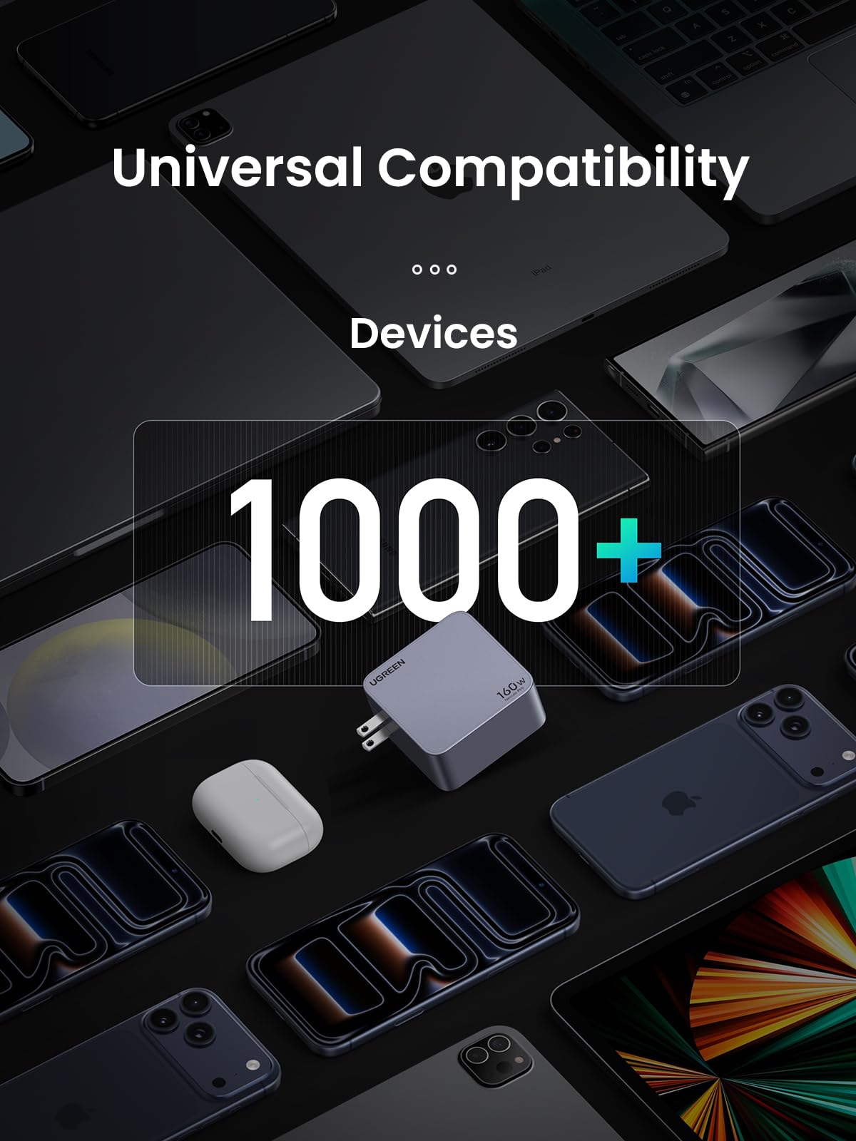 UGREEN Nexode Pro 160W USB C Charger, 4-Port PD3.1 140W GaN Charger Block Compact PPS Fast Charger for MacBook Pro M4, Pixelbook, XPS, iPad, iPhone 17 Pro Max, Galaxy S26 S25, Pixel 10, Steam Deck