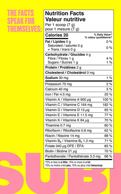 SUBI Greens Superfood Peach Powder – 40-Day Supply with 20+ Fruits & Vegetables Per Serving