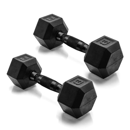 CAP Barbell 8 LB Coated Hex Dumbbell Pair with Black Handle CAP