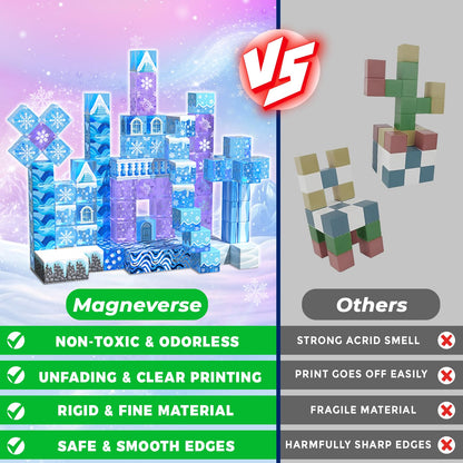 Magneverse Transparent Magnetic Blocks - 100 PCS Blue Castle Magnetic Building Cubes Toys for Toddler Christmas Birthday Gifts - Montessori Sensory Learning Toys for 3 4 9 10 Year Old Boys & Girls 🍁 All In One Marketplace Canada