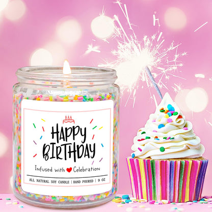 Homsolver Happy Birthday Candles Gifts for Women - Vanilla Birthday Cake Scent with Sprinkles Birthday Gifts for Women - Birthday Candles for Women, Happy Birthday Aromatherapy Candles Handmade 🍁 All In One Marketplace Canada