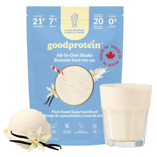 Good Protein Vegan Plant-based Protein Powder 100% Natural, Non-GMO, Dairy-free, Gluten-free, Soy-free, No Added Sugar and Nothing Artificial. Vanilla Milkshake All-in-One Shake 880 grams