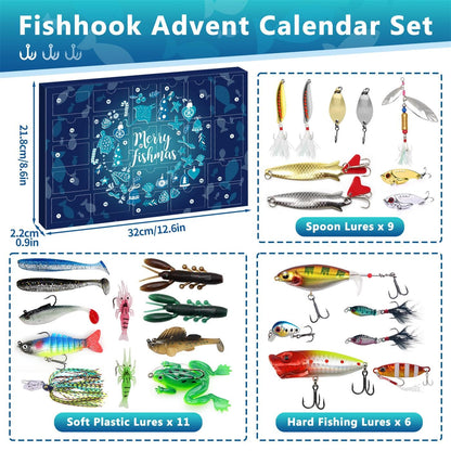 MOVINPE Fishing Advent Calendar for Adult Men Teen,24 Days Christmas Countdown Fishing Premium Lures Set for Fishing Lovers 🍁 All In One Marketplace Canada