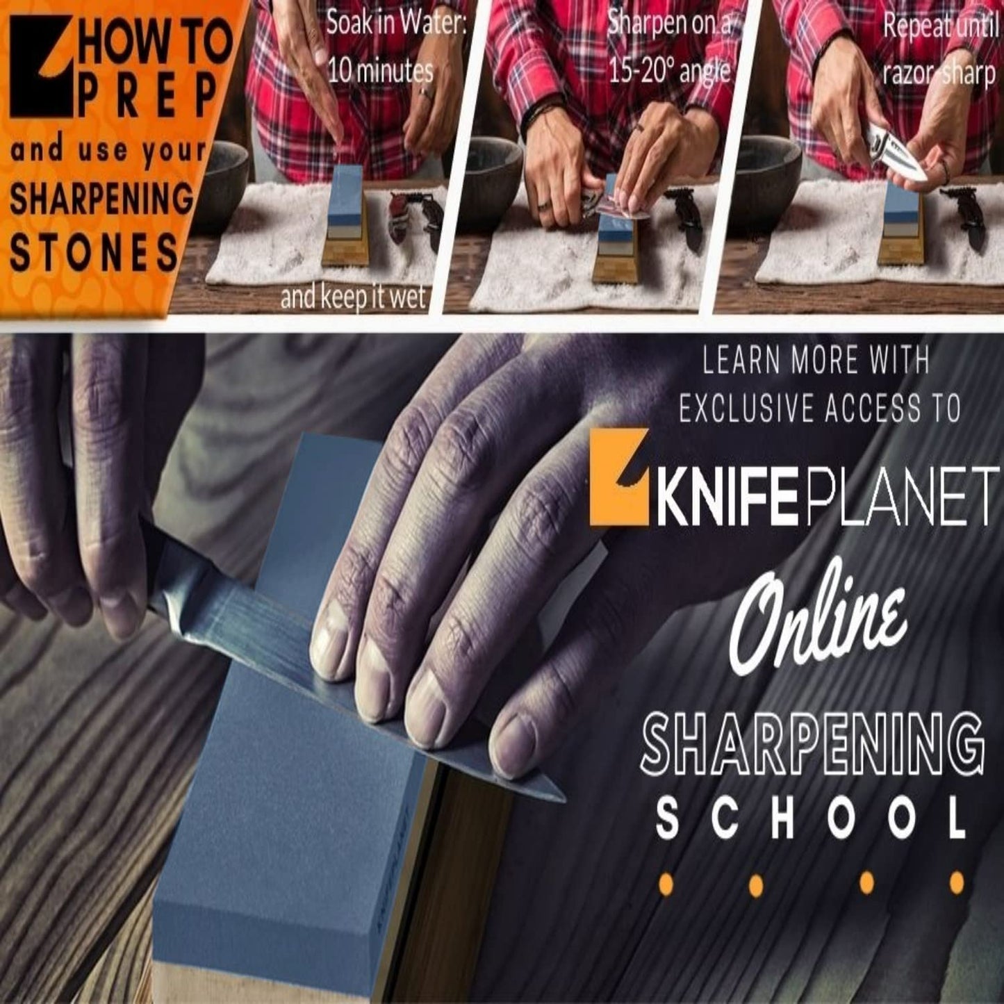 Knife Sharpening Stone Set – 400/1000 and 3000/8000-Grit Professional, Safe Knife Sharpener Set – Whetstone Set Includes Flattening Stone, Bamboo Base, and 2 Nonslip Rubber Bases - Available at All In One Marketplace Canada