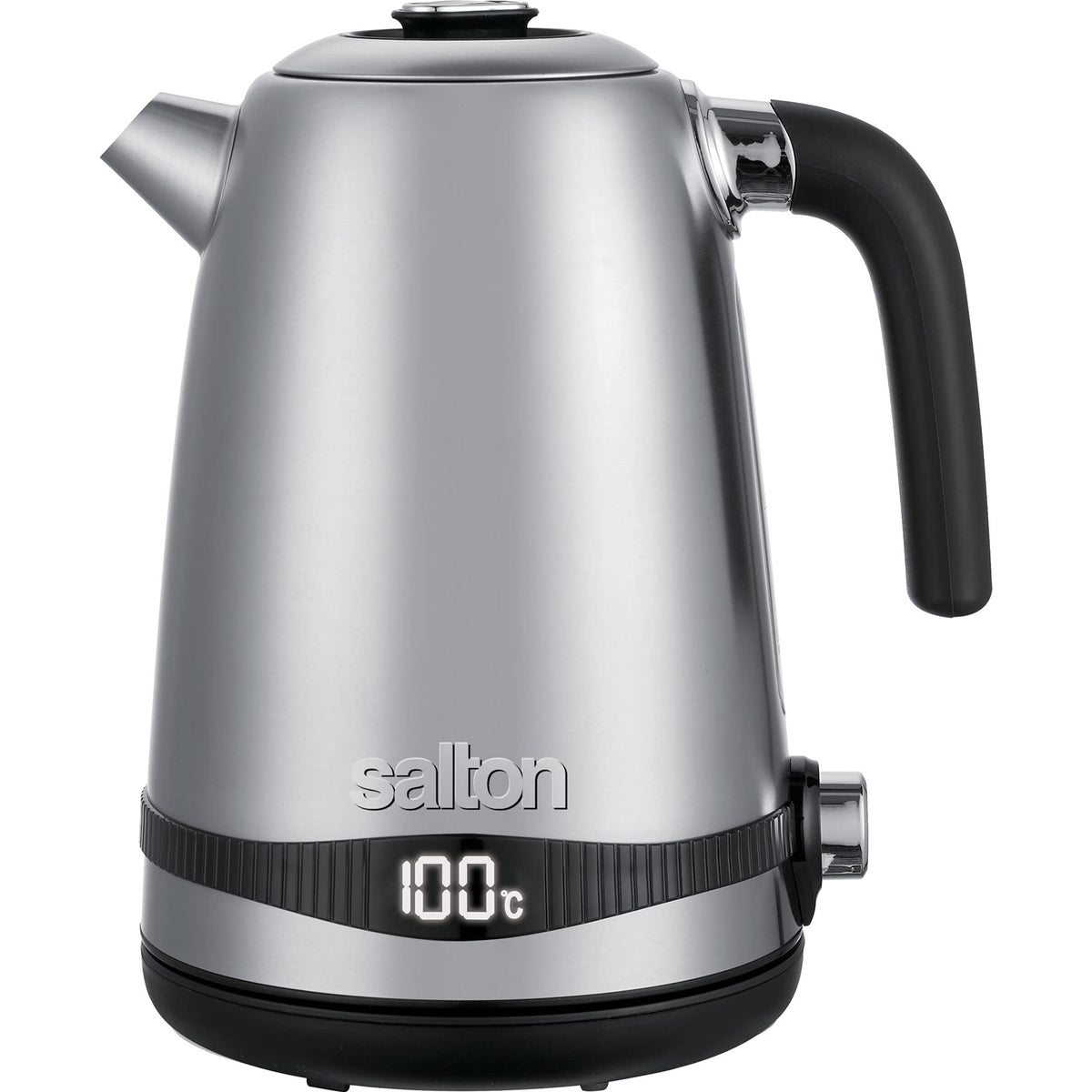 Salton Cordless Electric Stainless-Steel Kettle | 1.7 L | Dial Variable Temperature Control & Digital Display | 3-Level Safety System | 1100 Watts | Automatic Shut-Off | 100% Canadian-owned & operated