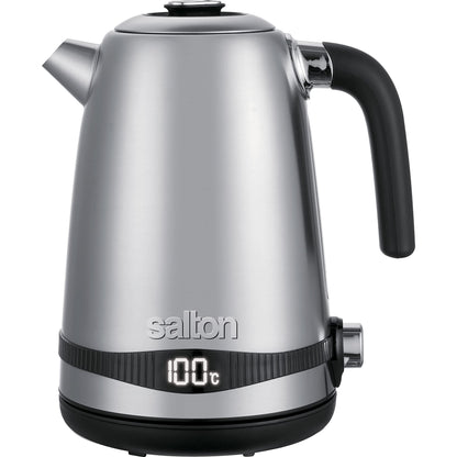 Salton Cordless Electric Stainless-Steel Kettle | 1.7 L | Dial Variable Temperature Control & Digital Display | 3-Level Safety System | 1100 Watts | Automatic Shut-Off | 100% Canadian-owned & operated