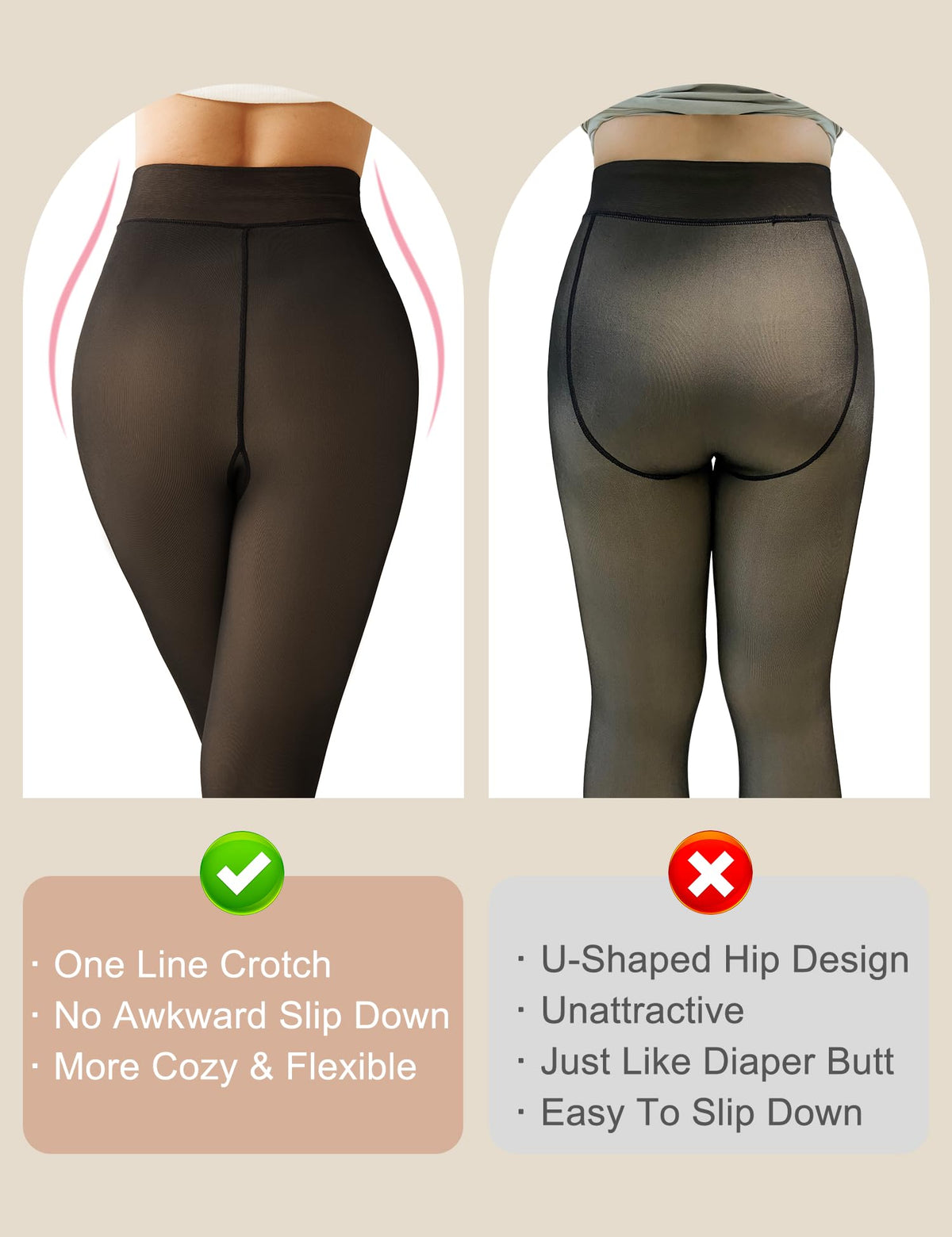 QOMEWA Plus Size Women's Fleece Lined Tights, Black Translucent Tights 🍁 All In One Marketplace Canada