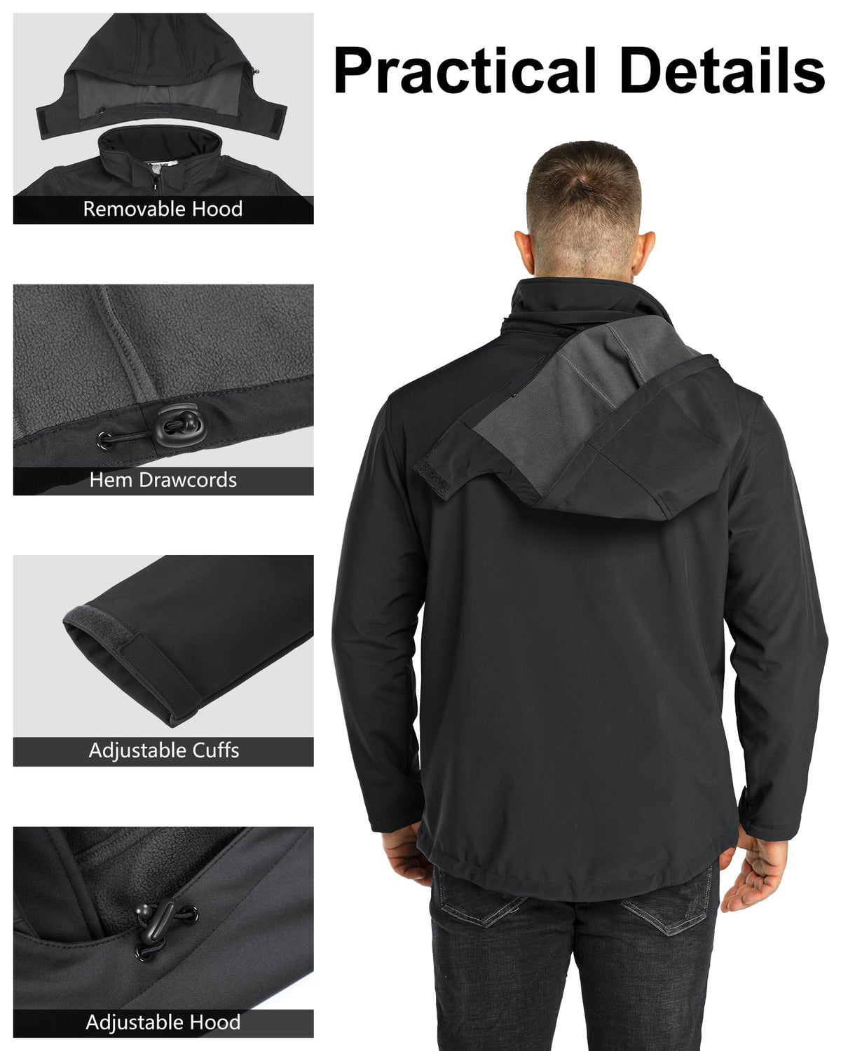 Outdoor Ventures Men's Softshell Jacket Waterproof Fleece Rain Shell Coat 🍁 All In One Marketplace Canada