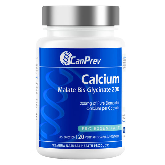 CanPrev Calcium Malate Bis-Glycinate Supplement, 120 Capsules 120-Day Supply - Therapeutic 200mg Elemental - Ideal for Healthy Bones, Teeth, Muscle Cramps and Promote Relaxation - Vegan and Non-GMO - Available at All In One Marketplace Canada