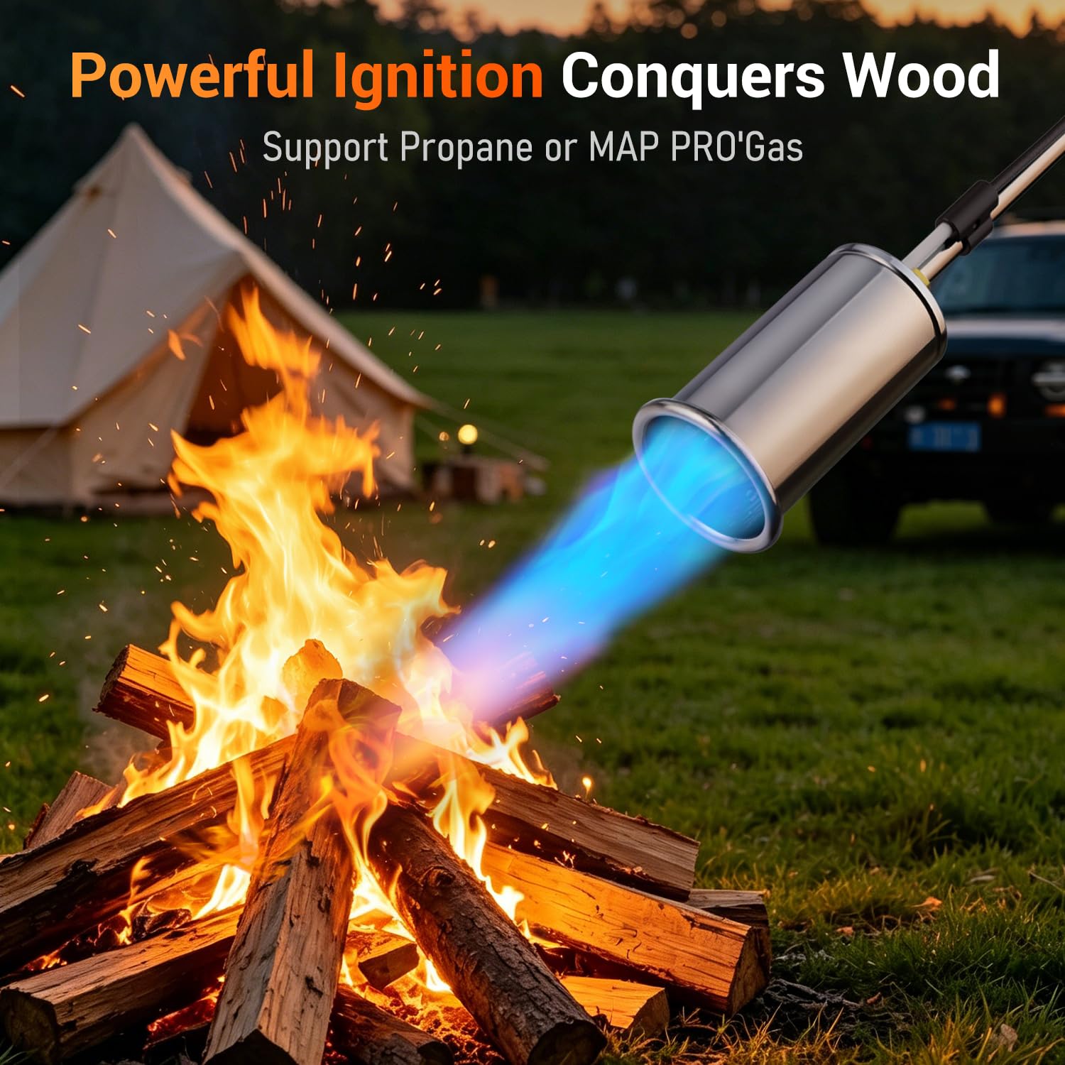 Sondiko Propane Torch Weed Burner, Ideal Weed Torch, Gas Welding Equipment, Heavy Duty Blow Torch with Turbo Trigger for Garden Stumps Wood Snow and Roofing