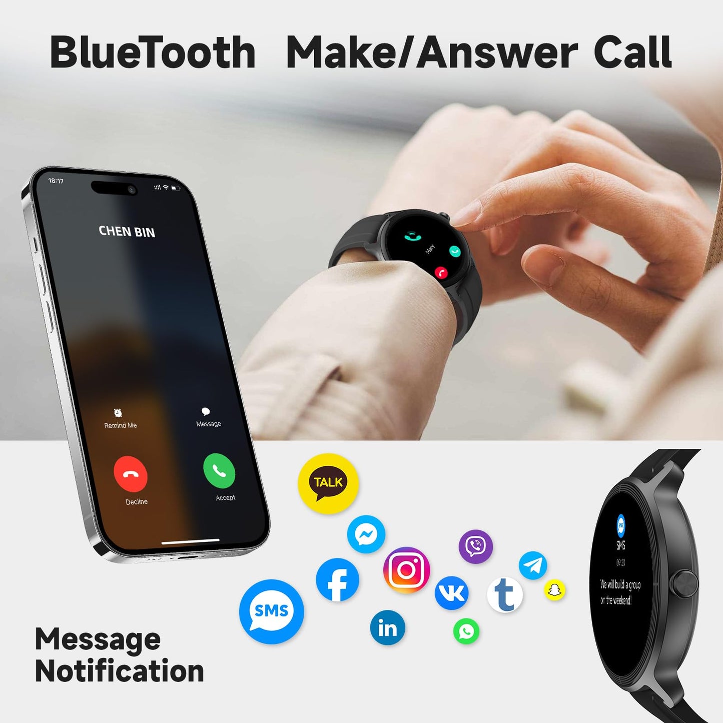 Smart Watch for Men Women, Bluetooth Calling, 1.27" HD Touchscreen Fitness Tracker, 100+ Sports Modes, AI Built-in, Heart Rate/Sleep/Step/SpO2 Monitor, IP68 Waterproof, Smartwatch for Android iPhone - Available at All In One Marketplace Canada