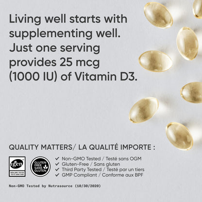 Sports Research® Vitamin D3 1,000 IU with Coconut Oil - Vitamin D for Strong Bones, Teeth, and Maintenance of Good Health - Non-GMO, Gluten & Soy Free - 360 Liquid Softgels