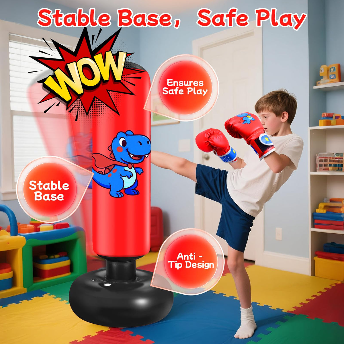 Qoosea Punching Bag for Kids 48in Dinosaur Toys Boxing Bag Set with Gloves 🍁 All In One Marketplace Canada